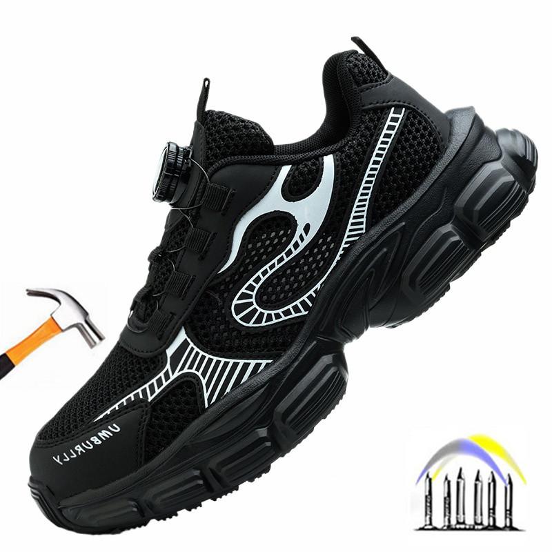 summer non-slip safety shoes for woman black work shoes with a steel toe lady work boots lightweight comfortable safety sneaker