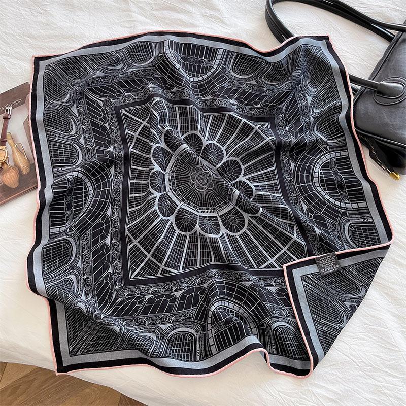 Niche literature and art silk wool silk scarf 2025 new autumn and winter silk wool square scarf warm commuting elegant silk wool shawl 65*65cm
