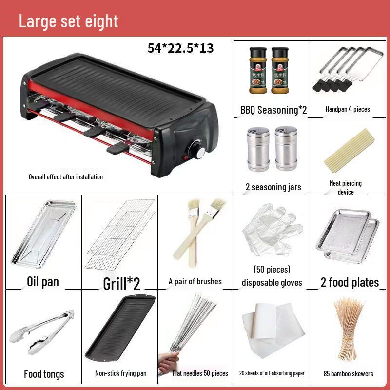 Smokeless Electric BBQ Grill & Roaster - Double Layer Griddle, Grill Pan, and Charcoal Rack