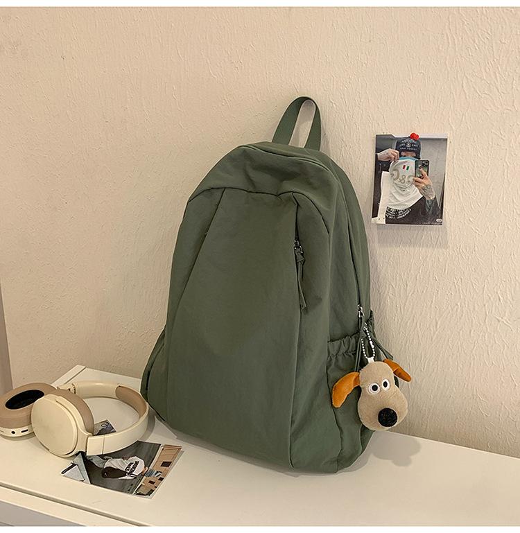 Schoolbag Korean ins Lazy Wind School Bag Female Solid Color Versatile Travel Lightweight Backpack College Student Class Leisure Backpack