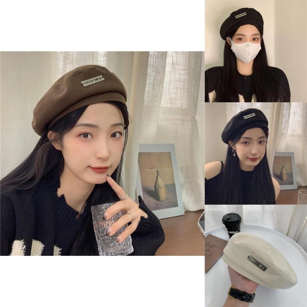 Stylish Woolen Beret Hat For Women Trendy Autumn Winter Artist Cap With English Letter Details