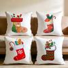 Red Socks Merry Chrismas Cushion Cover Multi-Scene Pillow Cover for Home & Car - Reversible, Soft & Durable for Daily Use