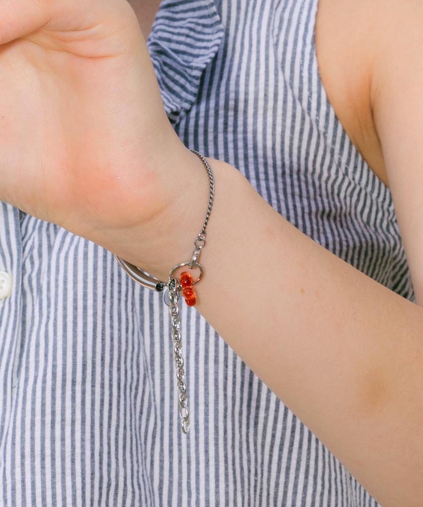 Pearly More Bar Point Orange Flower Bracelet_Pm24B006Hs