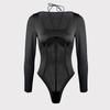 European and American Mesh See-through Sexy Hollow-out Open Back Bodysuit Shapewear Slim Fit