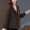 Women's Hooded Casual Jacket - 2024 Spring/Autumn, Short, Loose Fit, Age-Reducing for Middle-Aged Moms