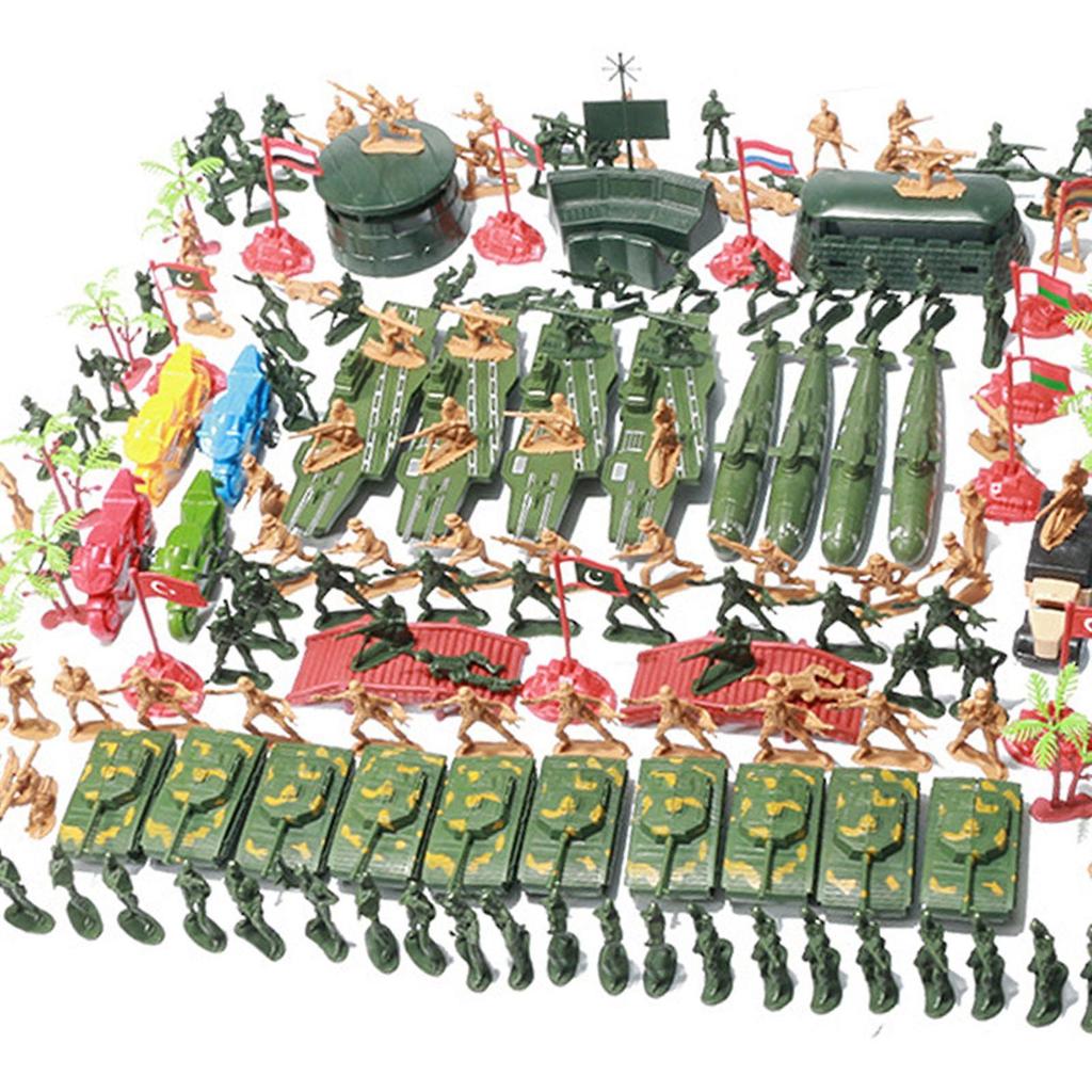 219 Pieces Army Men Soldier Set Toy Model Kids with Tanks Planes Battlefield