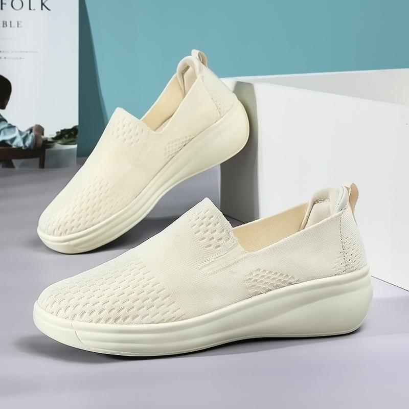 2025 Breathable Loafers Women Spring Summer Slip On Knitted Sports Shoes Woman Anti Slip Soft Sole Walking Shoes Lady