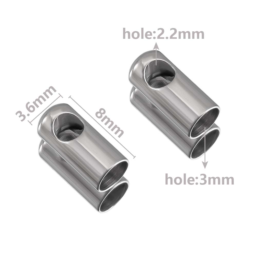 20pcs Stainless Steel Column End Tip Cap Crimp Clasps For DIY End Bead Caps Connector Necklace Leather Cord Jewelry Accessories