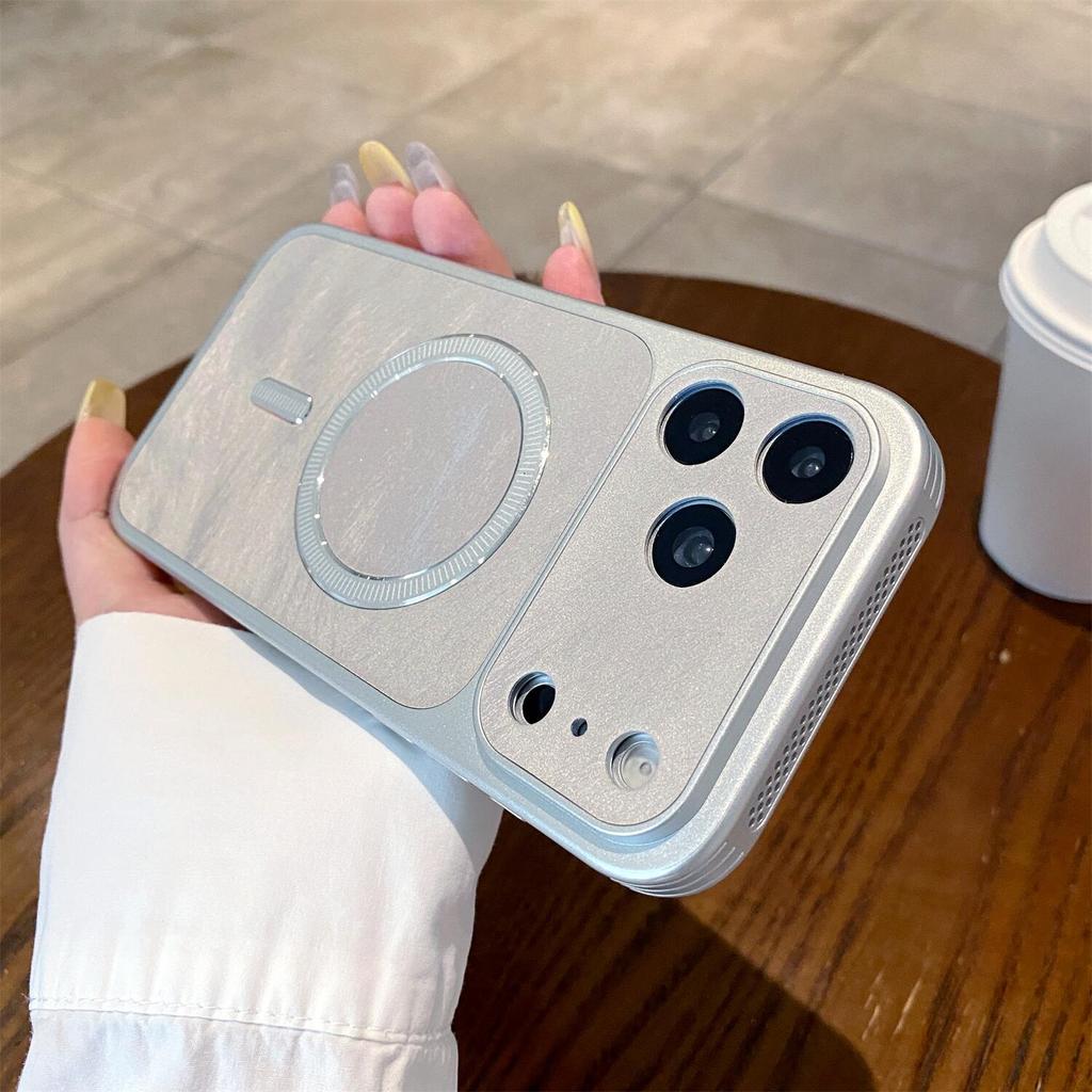 Luxury Fashion Leather Texture For Magsafe Magnetic Phone Case For iPhone 17 16 15 14 Pro Max Lens Protection Shockproof Cover