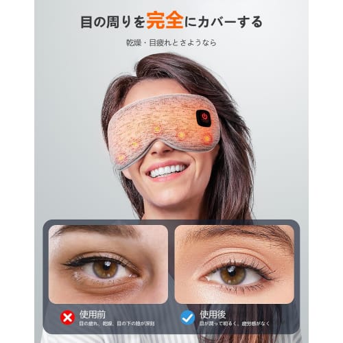 SEASAND Hot Eye Mask, Type-C Rechargeable, Cordless, Heated Eye Mask, Unisex, Lightweight, No Pressure, Light Blocking, Washable, Spare Cover, Adjusta