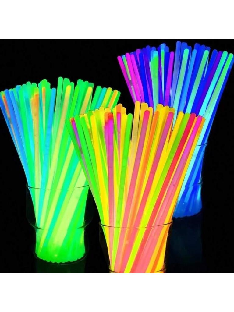 100Pcs Fluorescence Sticks Party Multicolor Glowing Stick Bright Colorful Light Bright Bendable Glow Bracelet Party Supplies