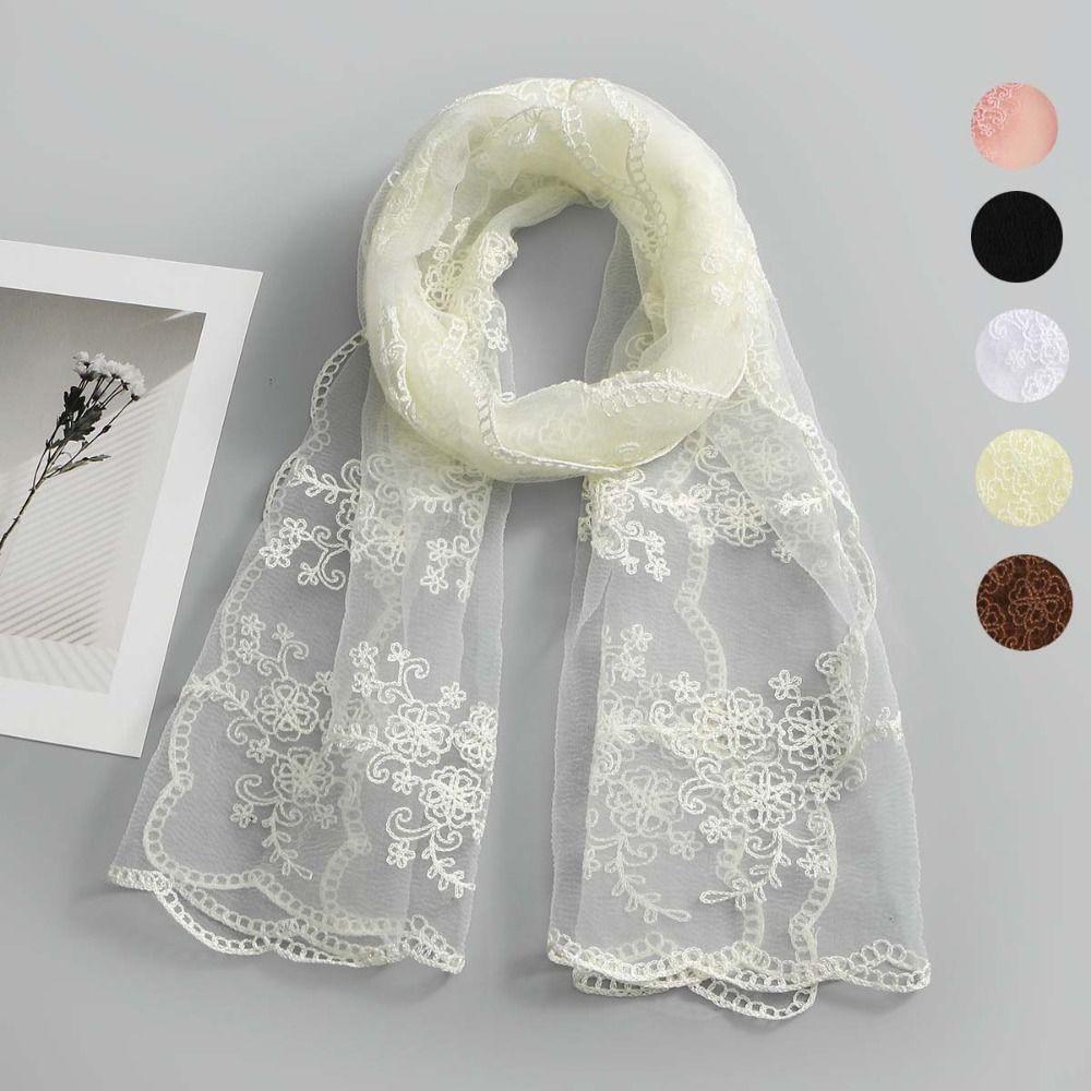 Korean Version Sunscreen Shawl Retro Female Headscarf Literary Women's Lace Scarf