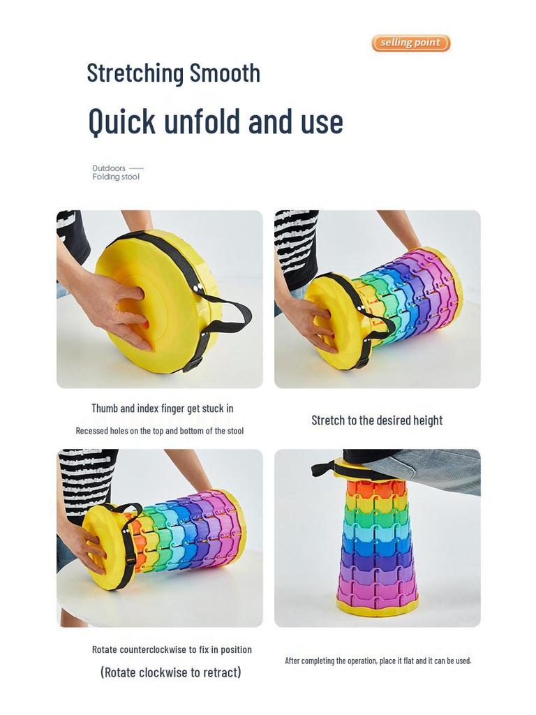 Collapsible Telescopic Outdoor Stool: Portable, Space-Saving, Adjustable for Travel and Fishing.