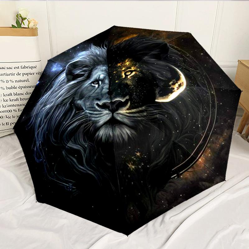 Lion Zodiac Symbolism 8-Frame for Travel, camping, Casual Lightweight Portable Umbrella, Essential for every family Holidays Birthday Gift