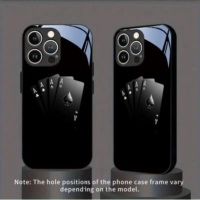 Black Poker Pattern Tempered Glass Black Phone Case For Samsung Galaxy S25 S24 S23 Ultra Plus FE Shockproof Cover
