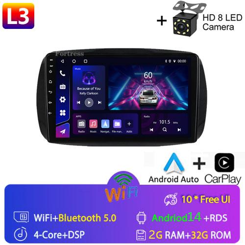 2Din Android 12 For Mercedes Smart 453 Fortwo 2014 - 2020 Autoradio Multimedia Player 1280*720 Screen Carplay Car Radio 2Din DVD