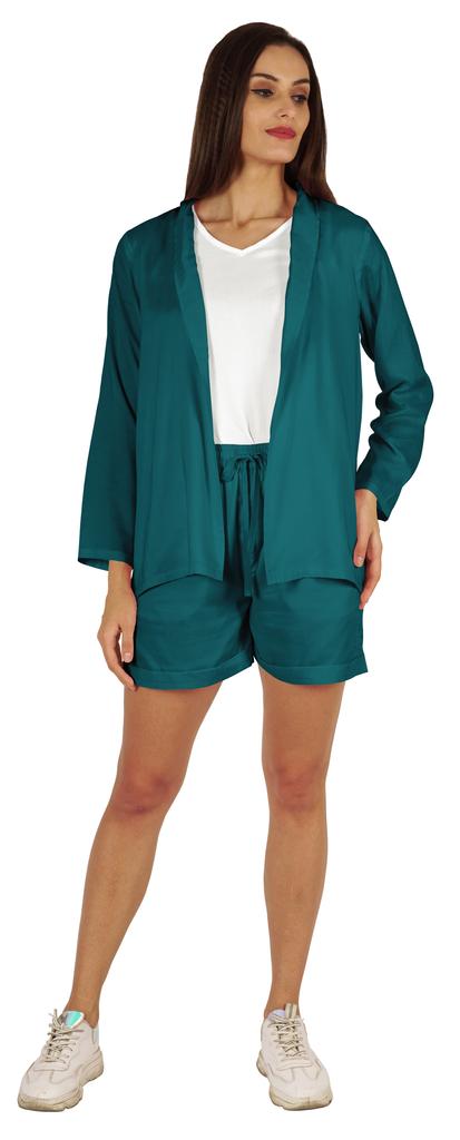 Inkmeso Elegant Shrug  & Shorts Set For Women  s 3 Piece Outfits Loungewear Summer