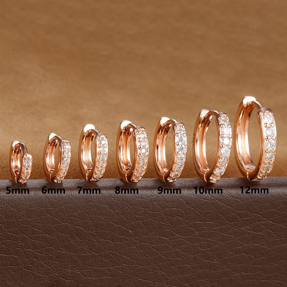 1Pair Stainless Steel Huggie Minimal Hoop Earrings Little Crystal Zirconia Thin Helix Tragus Cartilage Earrings Piercing Jewelry