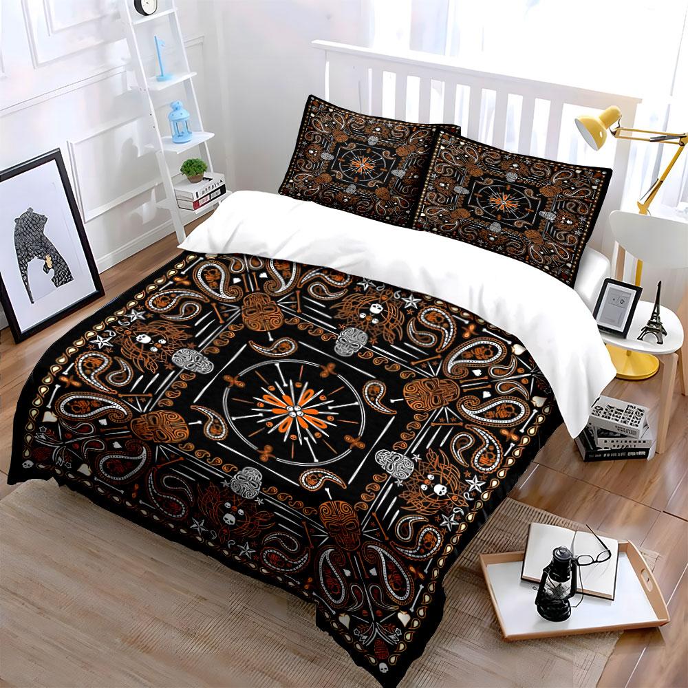 Halloween Pattern Decor Set Bedding Set with 1 Duvet Cover 2 Pillowcases Single Double King Queen, Gift