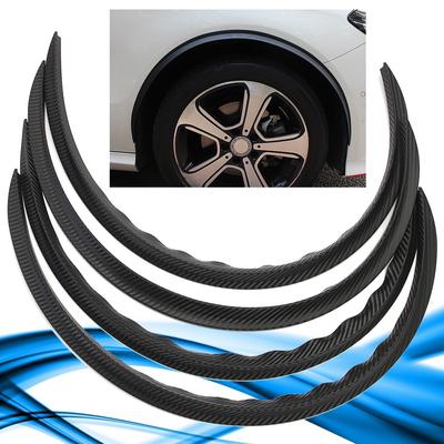 4 ks Uhlíkové vlákno Auto Koleso Obočie Oblúk Lišta Pery Nárazník Blatník Mäkká Gumová Lišta