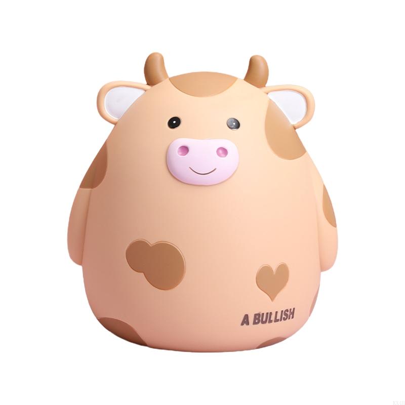 

KX4B for Creative Cow Piggy Vinyl Coin Storage Jar Cartoon Animal Money Box for Home Bedroom Decoration Kids Birthday Gi