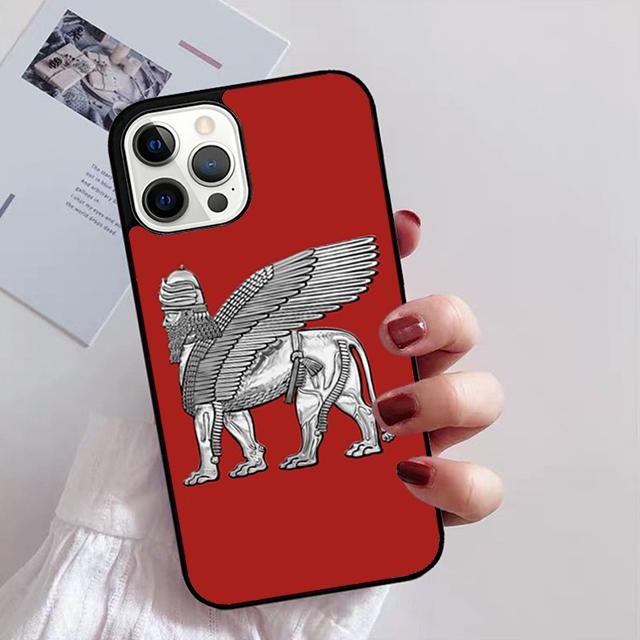 Lamassu Assyrischen Geflügelten Löwen Telefon Fall für iPhone 11 12 13 14 Pro Max mini XR XS SE 2020 6 7 8 Plus Samsung S21 S22 Coque Funda