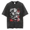 Muster Männer und Frauen Street Retro Baumwoll-T-Shirt Locker Kurzarm-T-Shirt Harajuku Oberteil Gewaschen Animation Rundhalsausschnitt