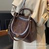 Premium Oil Wax Leather Retro Large-capacity Bag Women's 2025 New Autumn and Winter Commuting Shoulder Crossbody Bucket Bag