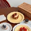 White/Yellow Color French Relief Plate Embossed Design Dessert Serving Tray  Cafe Use