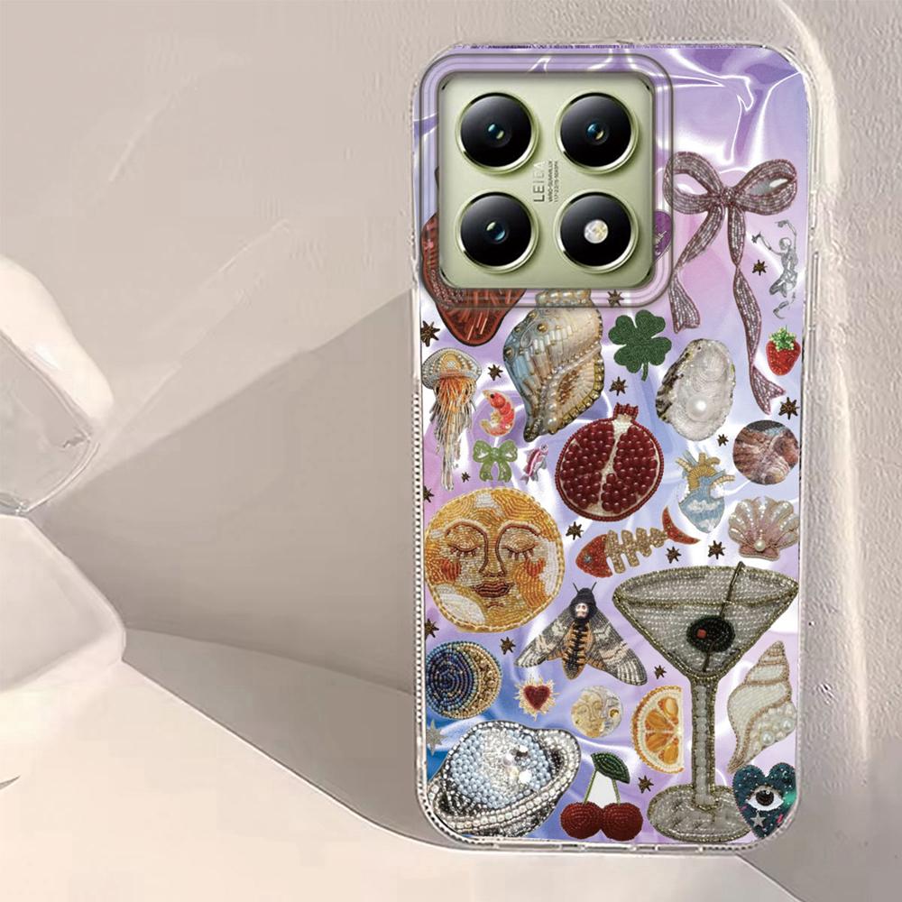 Фиолетовое лицо Солнце Звезды Женщины Девушки Ретро Стиль Водная Текстура Чехол для Телефона для Xiaomi Mi 13T 14T Pro 11 Lite NE 5G Силиконовый Чехол