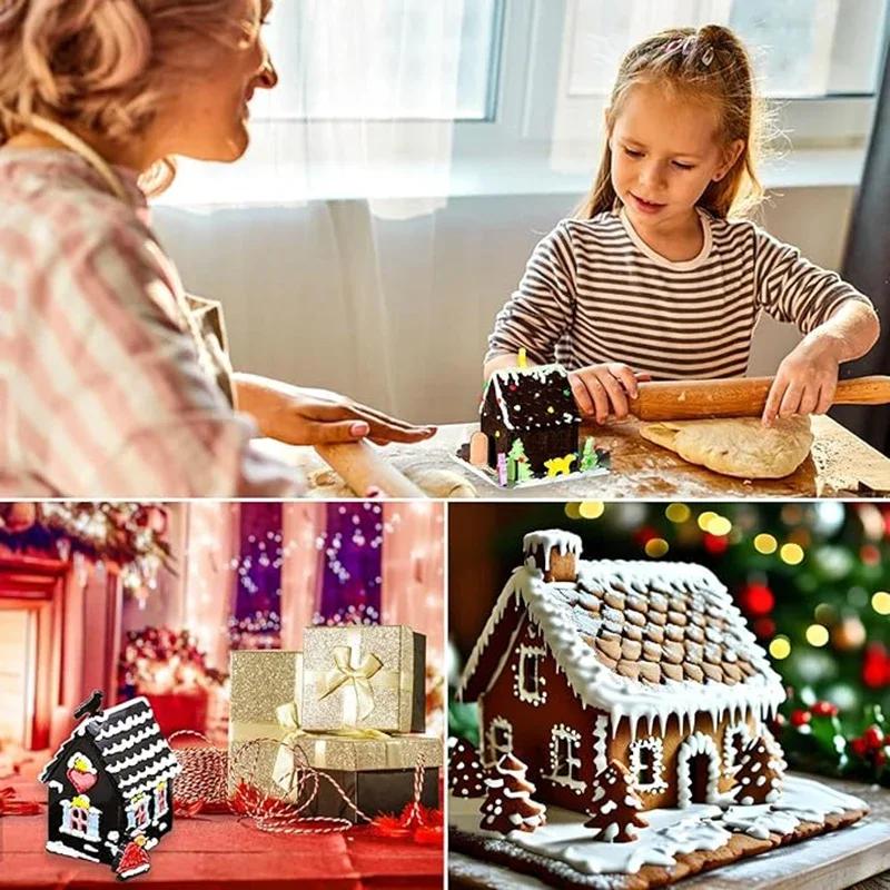 1PC Weihnachten Haus Baustein Schokolade Silikonform Kuchen Dekoration DIY Lebkuchenhaus Form Kekse Schablone Backen