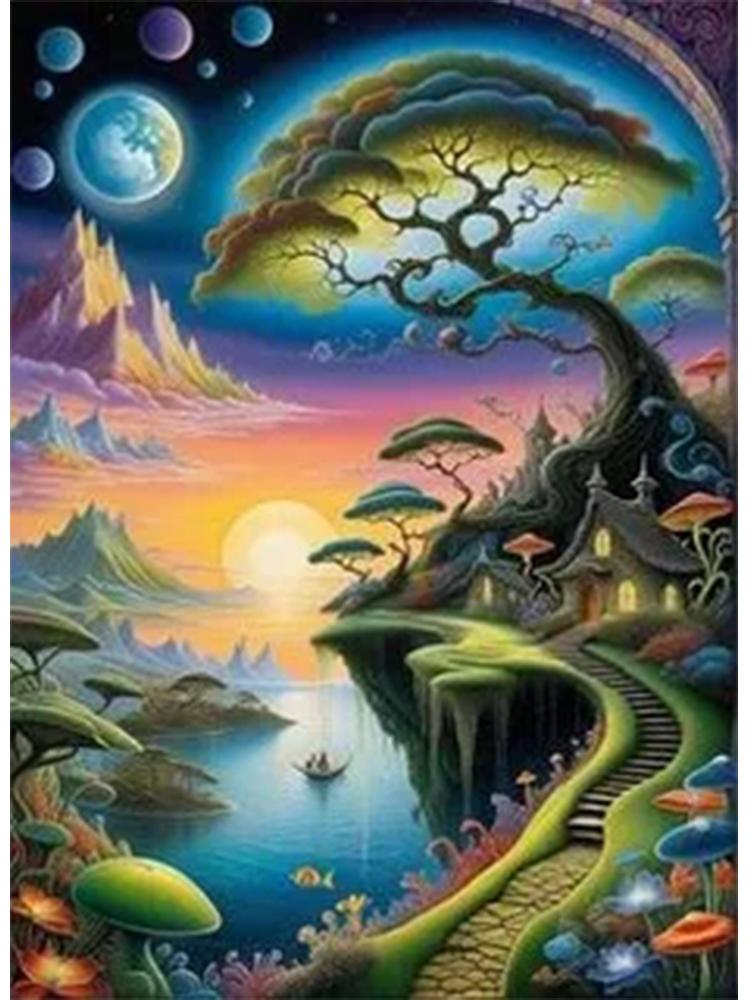 5D DIY Landscape Diamond Painting New Series Dreamy Fairy Scenery Full Mosaic Embroidery Cross Wall Art Gift Decoration