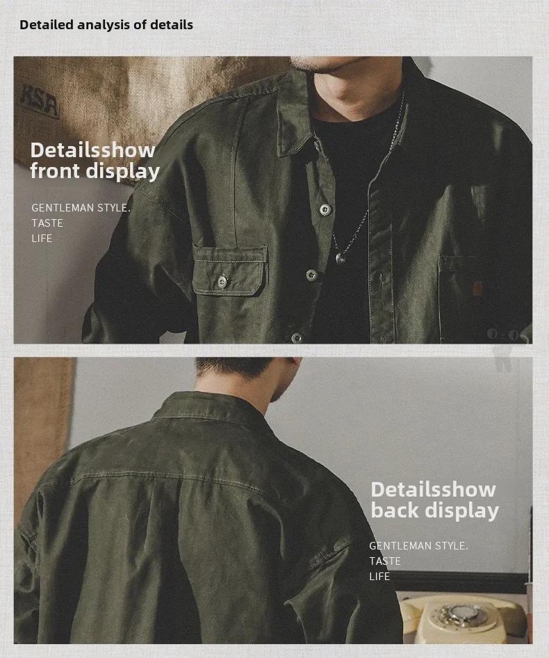 Herren Retro Schweres Arbeitshemd: Langärmige Jagdjacke im Oversize-Schnitt mit Samtfutter, Herbstlicher Coach-Stil.