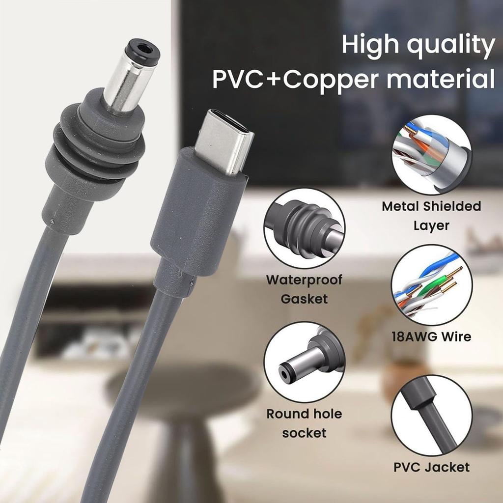 Mini Cable, Starlink Mini USB C To DC Power Cable Cord, DC To DC Power Cable, 2 In 1 USB Type C and DC Input, Compatible with 65W+ PD Power, IP68