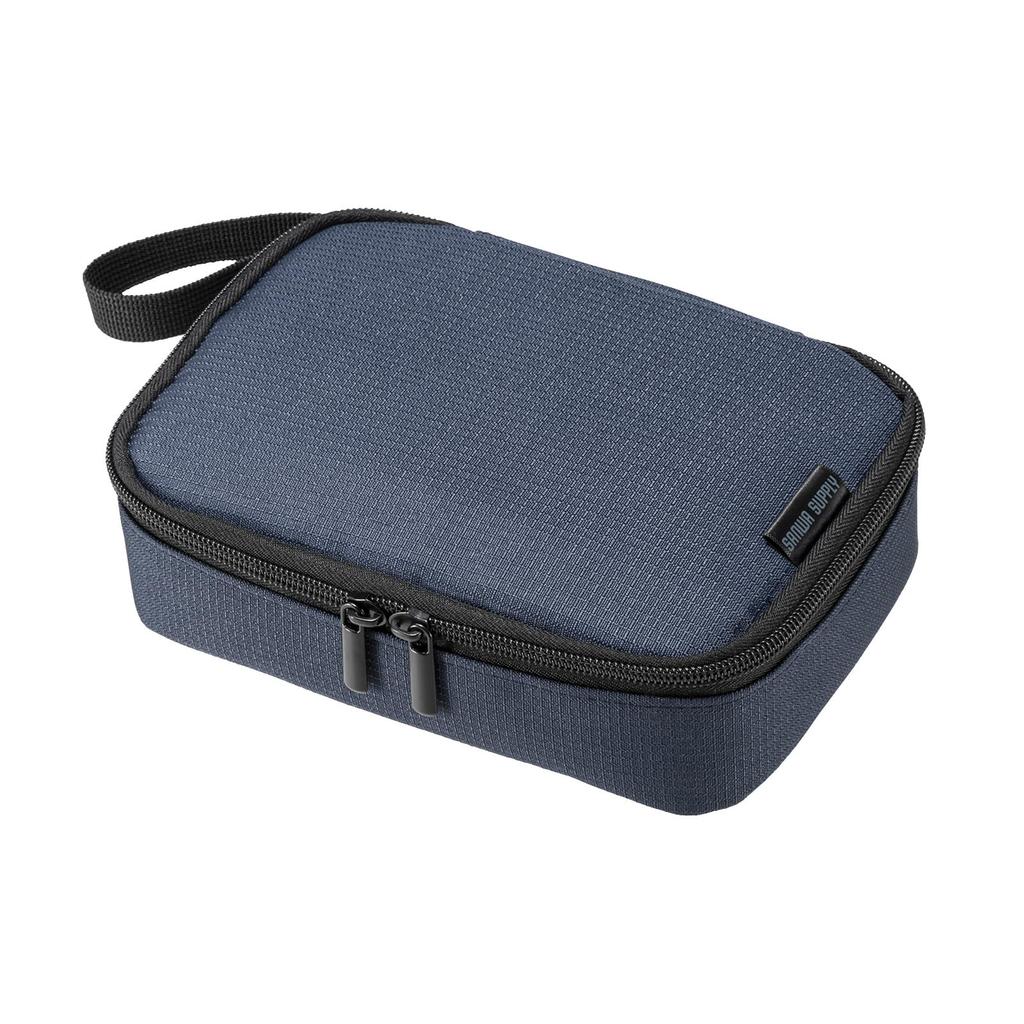 Sanwa Supply Travel Accessory Pouch x D135 x (W195 H55mm, Navy) IN-AD11NV