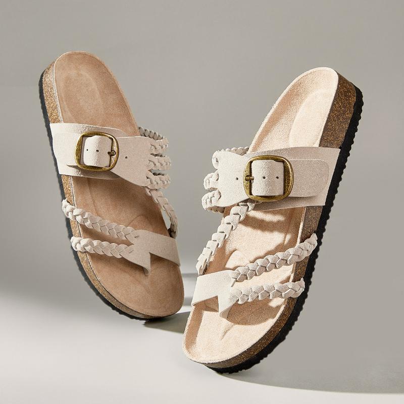 Fashion Women Sandals Beach Flip Flops Soft Suede Insole Adjustable Strap Slip On Comfortable Casual Fashionable Summer Shoes