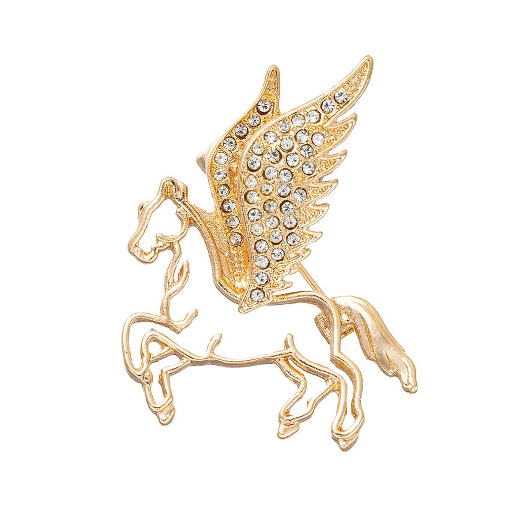 1 Exquisite Flying Horse Zircon Brooch, Alloy Brooch, Suit Chest Flower, Clothing Accessory, Zodiac Gift