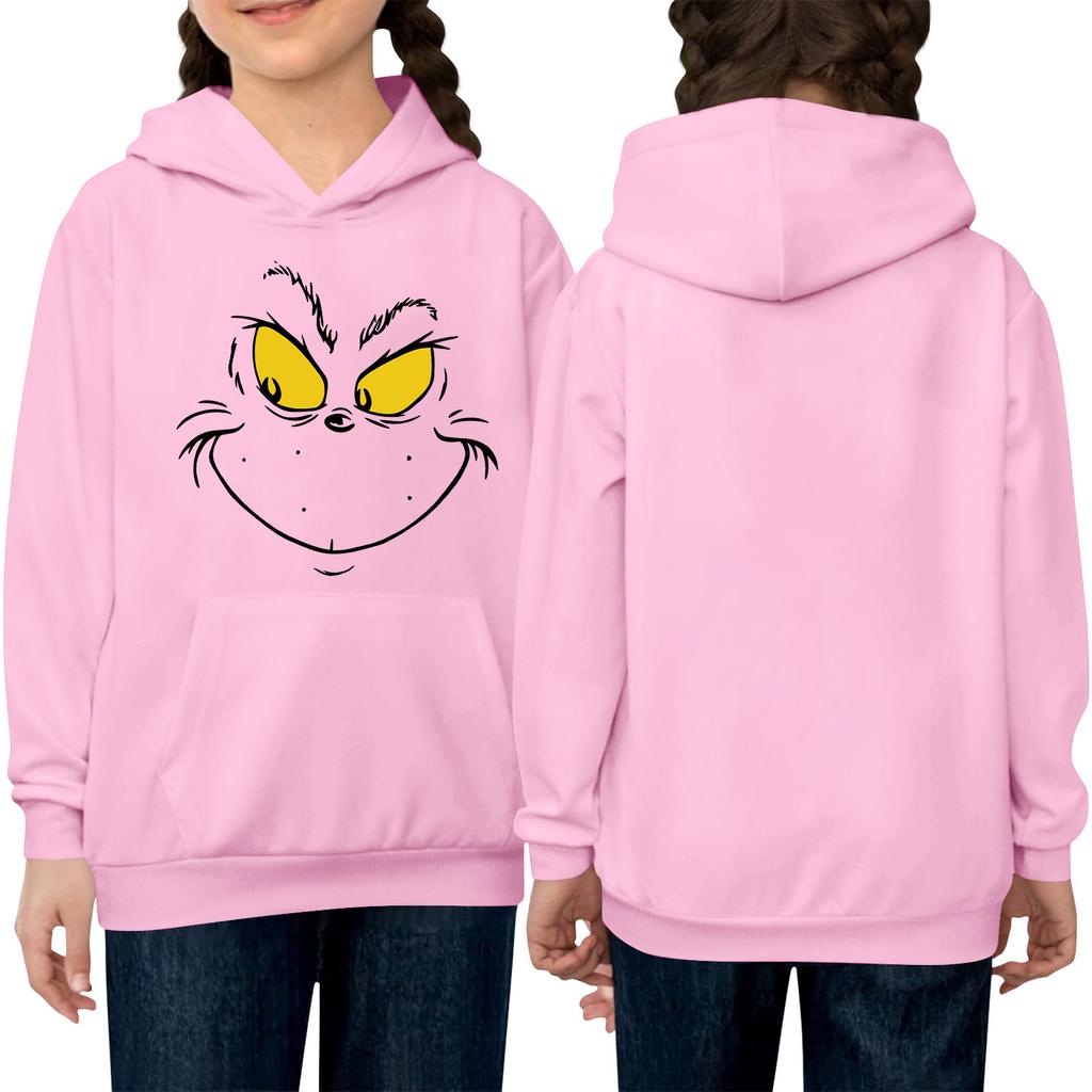 Children's Long-sleeved Loose-fitting Pullover Hoodie With Drawstring And Solid Color