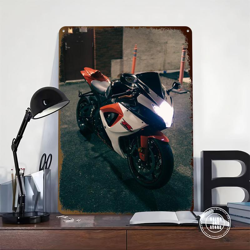 Motorrad GSX R Metallposter Benutzerdefinierte Wandkunst Retro Vintage Blechschilder für Man Cave Dekoration Heimdekor Zubehör