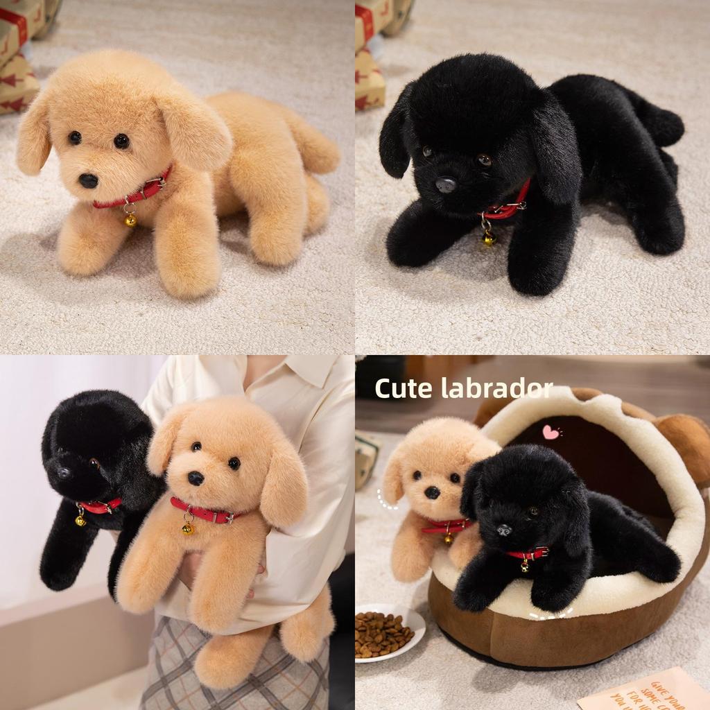 Soft Labrador Plush Doll With Bell Collar Decoration For Children And Nap Time