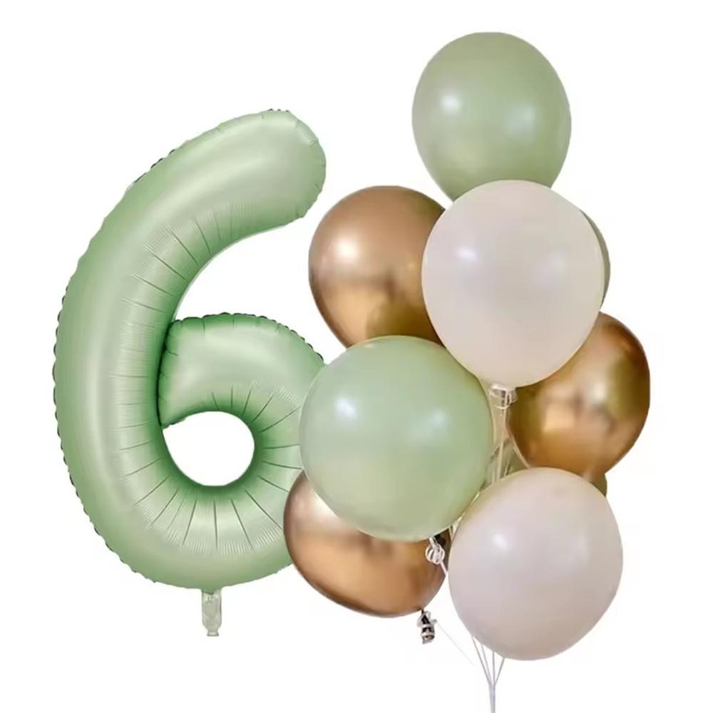 12pcs 40inch Olive Green Number 0-9 Balloon Helium Foil Digital Balloon For Kids Adult Birthday Anniversary Wedding Party Decor