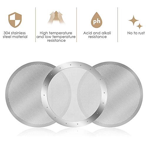 Bumdenuu 3-Pack Metal Reusable Coffee Filter Mesh for Aeropress Coffee Makers and Espresso Makers, Silver