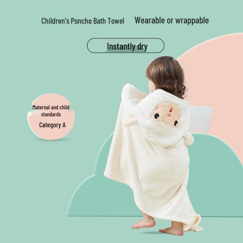 Children's Hooded Coral Fleece Bathrobe - Absorbent Baby Towel Wrap for Bath & Swim