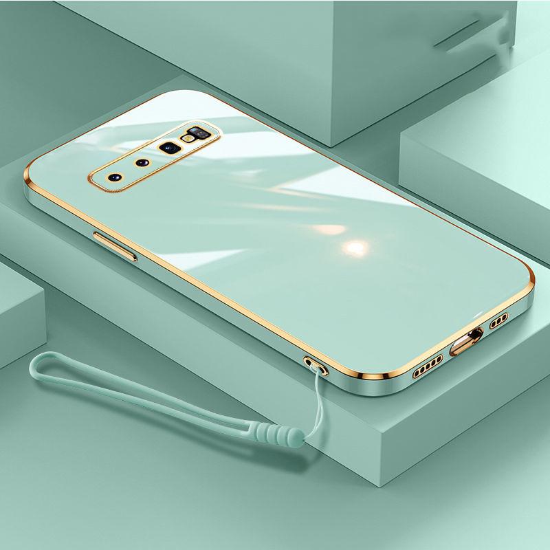 

For Samsung Galaxy S10 Case Luxury Square Plating SM-G973F, SM-G973U Phone Case ShockProof Silicone Back Cover Fundas For Galaxy S10&Case & Strap