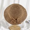 Handmade Women's Straw Panama Hat with Bowknot Detail - Foldable Wide Brim UV-Protected Sun Cap for Summer Beach