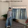 Women's Plus Size Loose Wide-Leg Denim Cropped Pants - Korean Style, Spring/Summer Casual Retro 2023 Collection