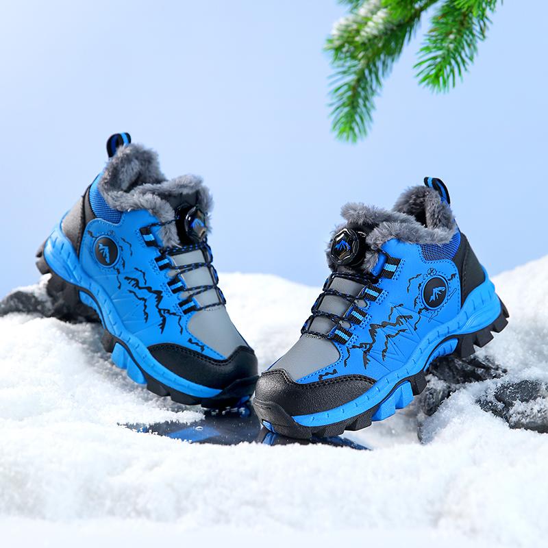 Winter Children's Plus Velvet Warm Outdoor Hiking Shoes Cotton Shoes Hiking Cotton Shoes Snow Boots 31-40