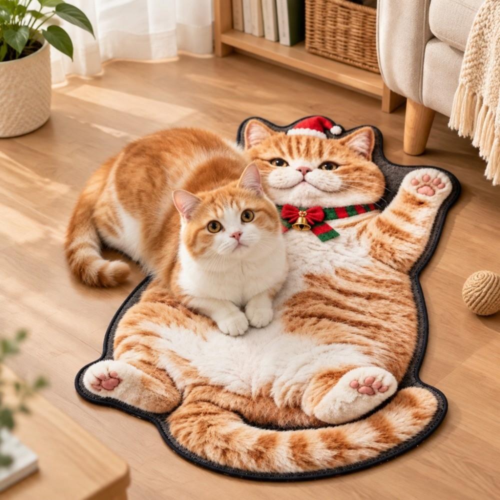 Non-Slip Home Decor Carpet Diatom Mud Cartoon Carpet Cute Cat-Shaped Area Rug  Living Rooms