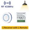 RF 433MHz Smart Switch 16A Lamp Relay Receiver 2-Way Remote Control 1/2/3 Gang Wall Switch Round Panel Mini Transmitter DIY Home