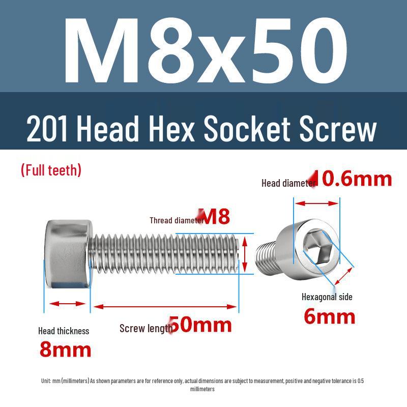 Yigu 201 Stainless Steel Cup Head Hexagon Screws and Bolts - M3, M4, M5, M6